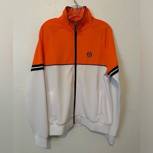 Sergio Tacchini Jacket Mens Small Orion Track Top Jacket Orange White Full Zip